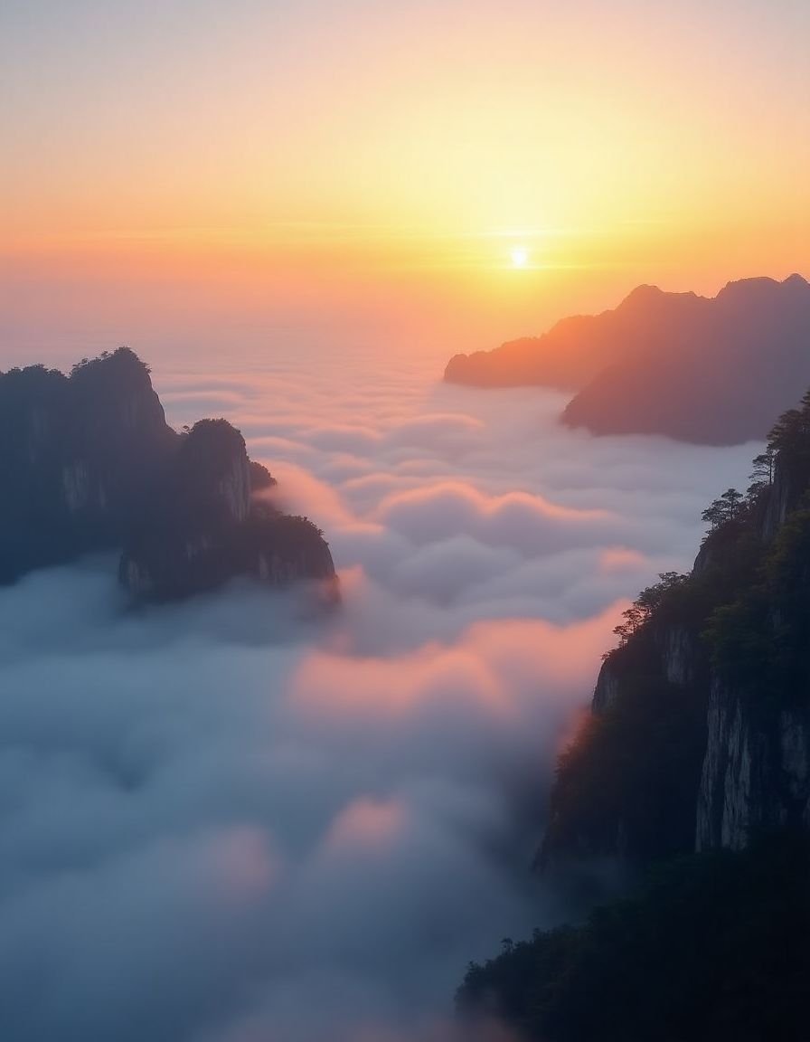 云海之上:航拍黄山日出